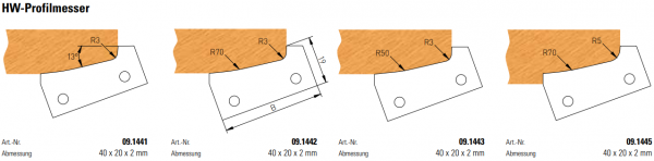 HW Wechselplatten Möbeltürfräser 180x40x30 Z2 Aluminium - Set mit allen Profilen in Holzkassette